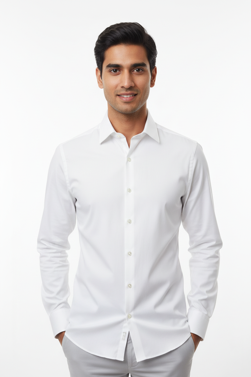 White men's shirt - front white background
