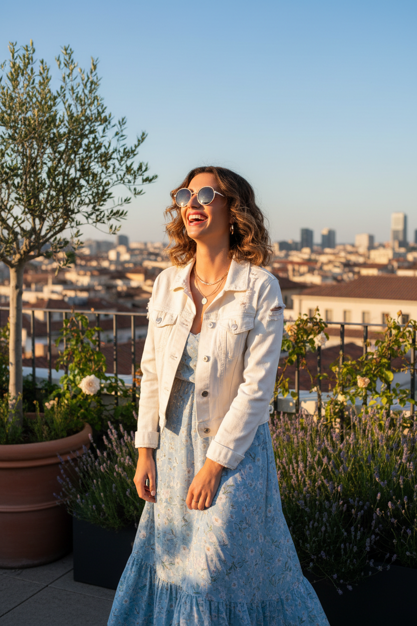 Women's Denim Jacket White - Lifestyle 2