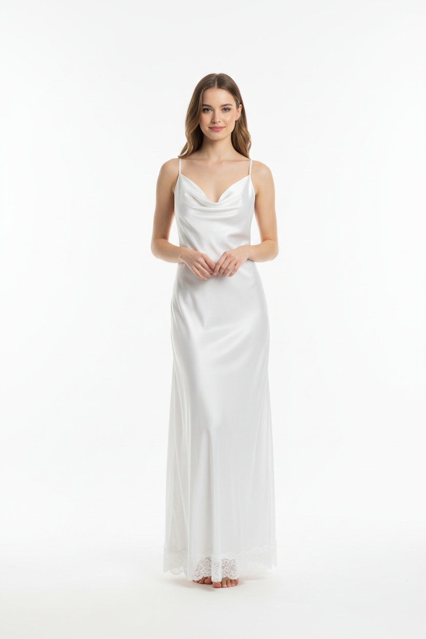 White night dress - front white background