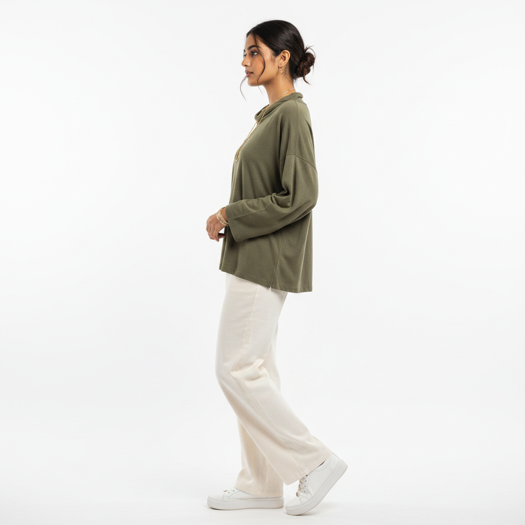 Olive Green Women's Top - Side