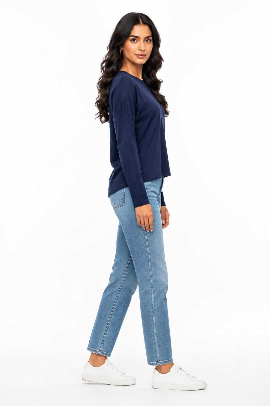 Navy Blue Women's Top - Side Profile