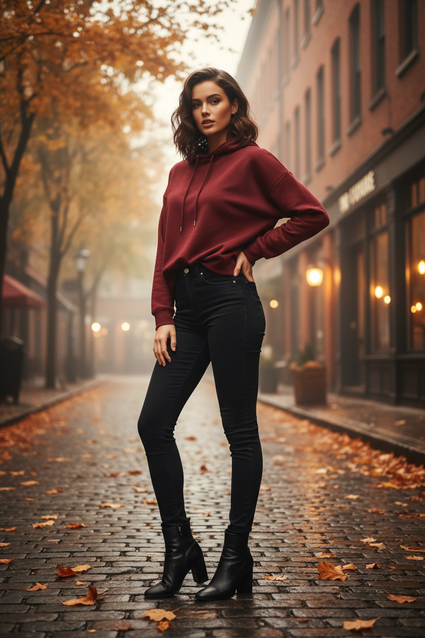 Women's Hoodie Maroon - Lifestyle 1