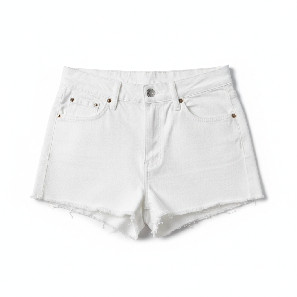Women's Denim Shorts White - Studio Shot
