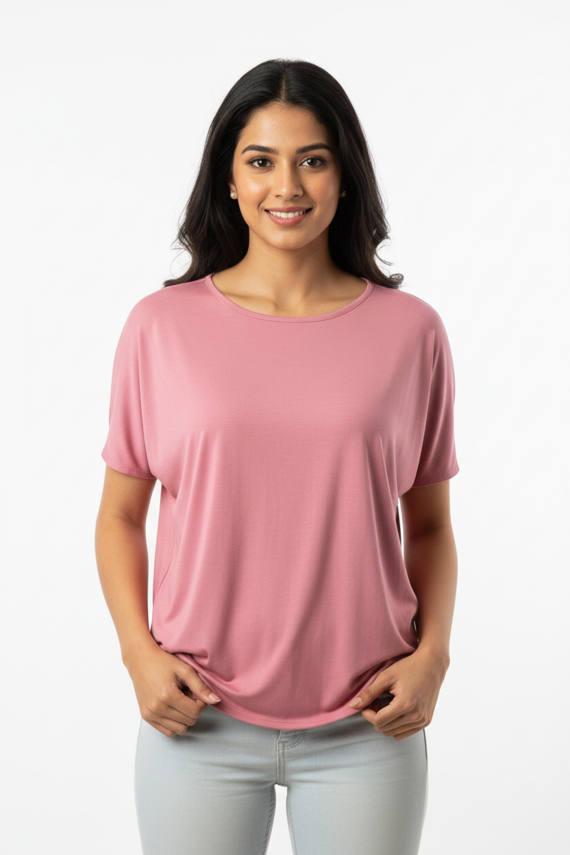 Pink women's top - front white background