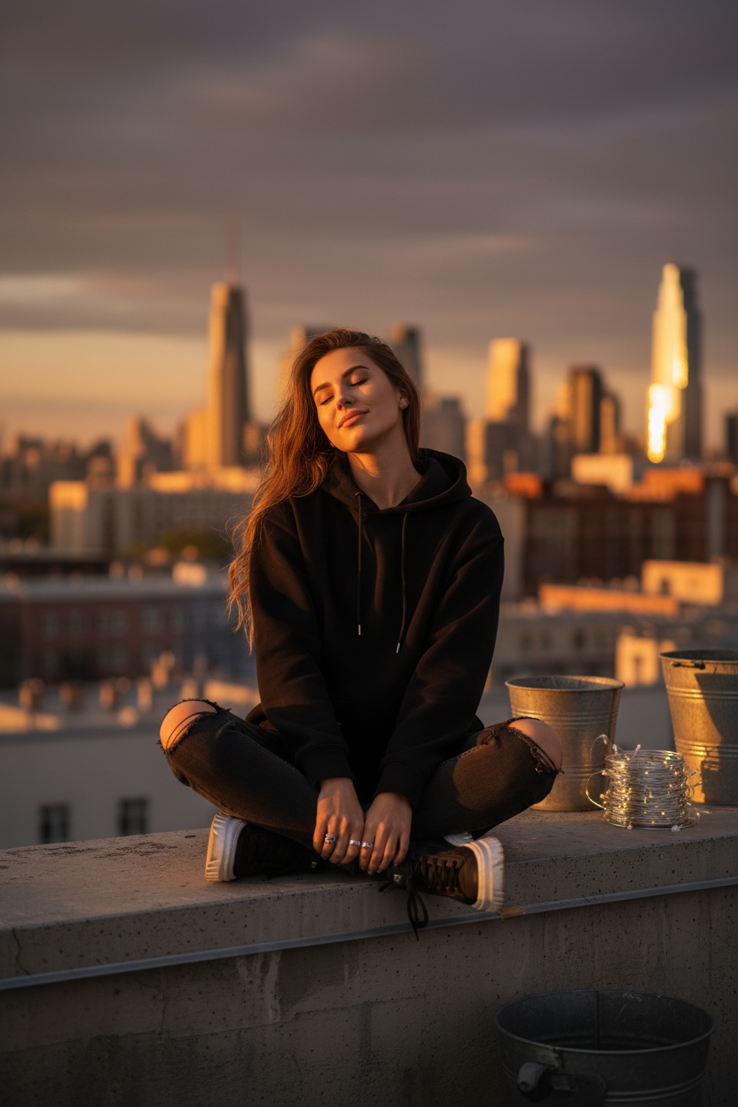 Women's Hoodie Black - Lifestyle 2