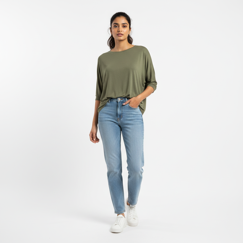 Olive Green Women's Top - Front