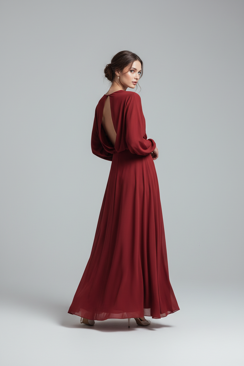 Red casual day dress - studio back