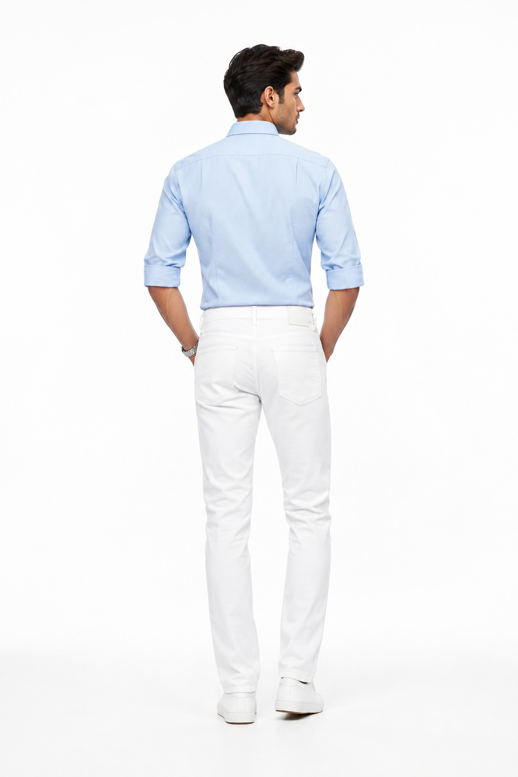 White Men's Jeans - Back View