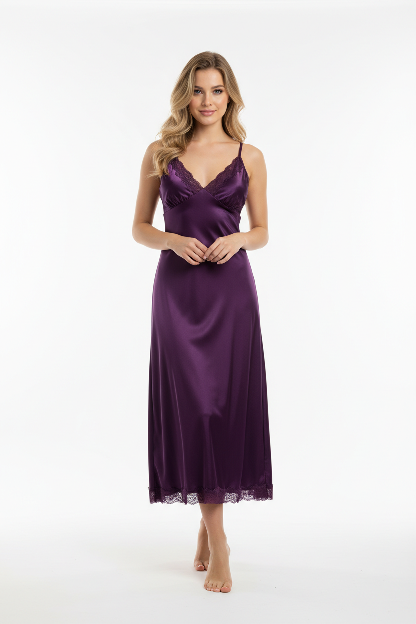 Purple night dress - front white background