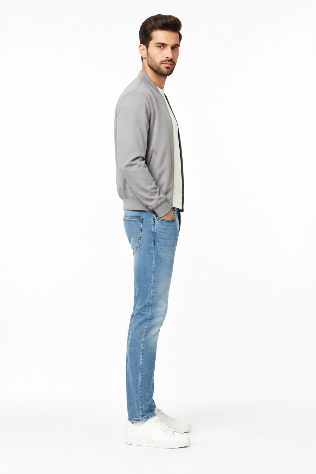 Light Blue Men's Jeans - Side Profile
