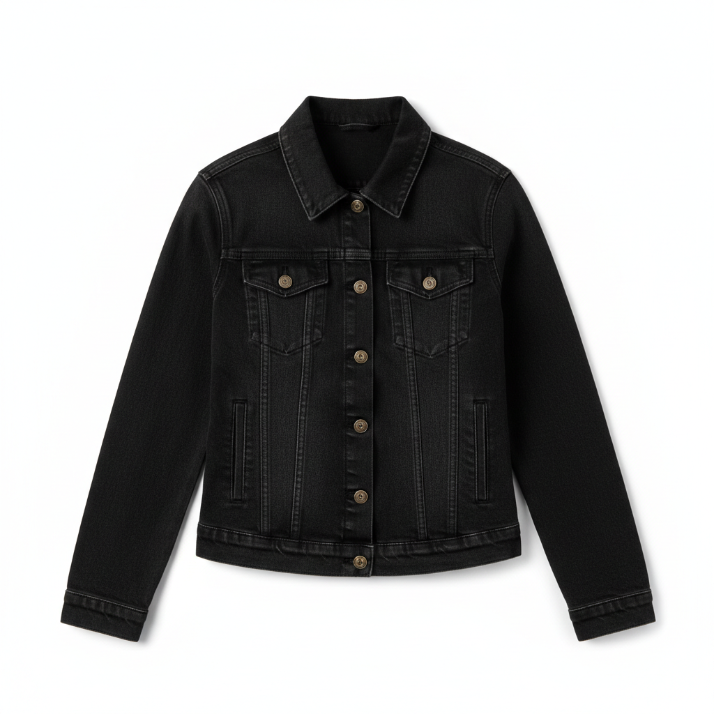 Women's Denim Jacket Black - Studio Shot