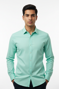 Mint green men's shirt - front white background