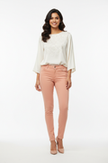 Peach women's jeans - front white background