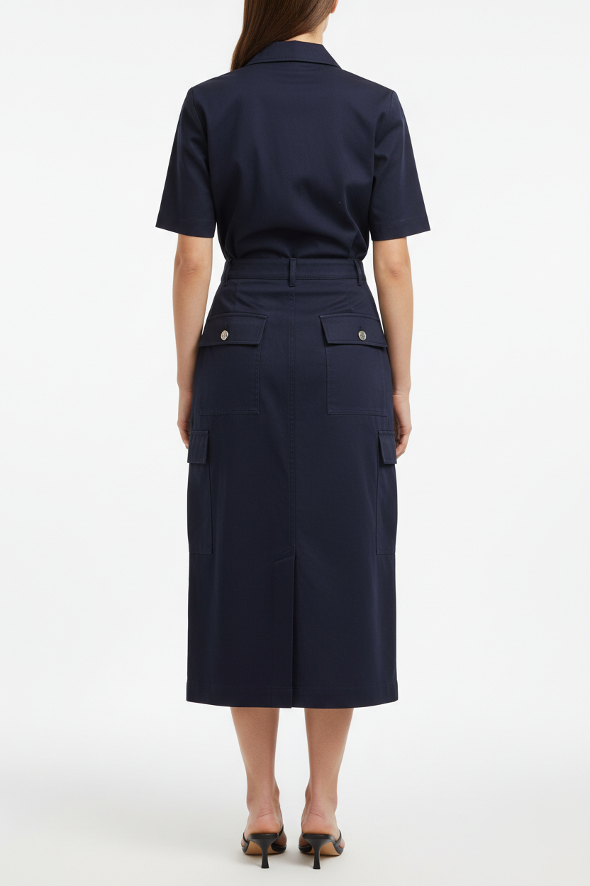 Urban Cargo Skirt Navy Blue - Back View