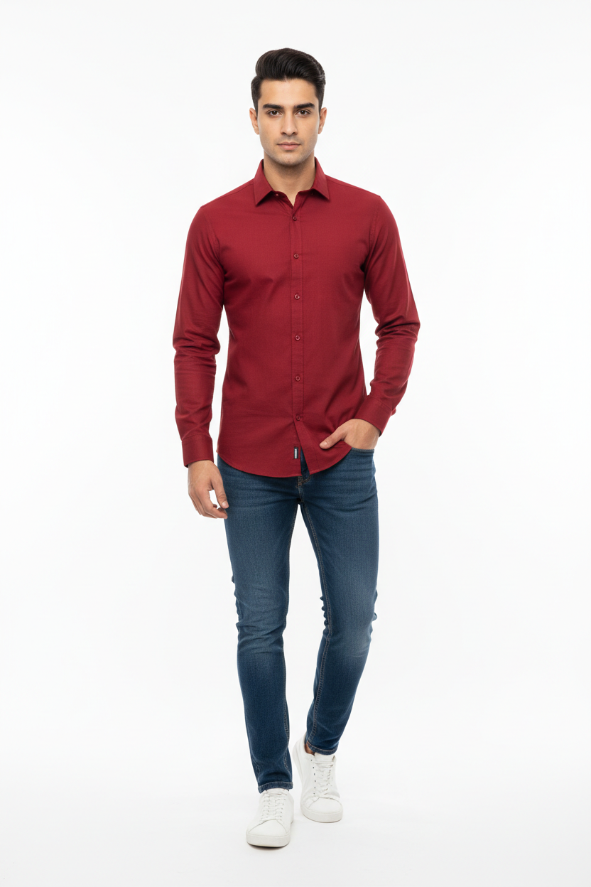 Red men's shirt - front white background
