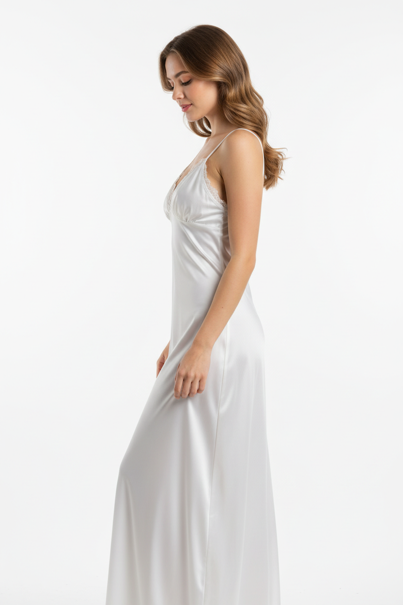 White night dress - left white background