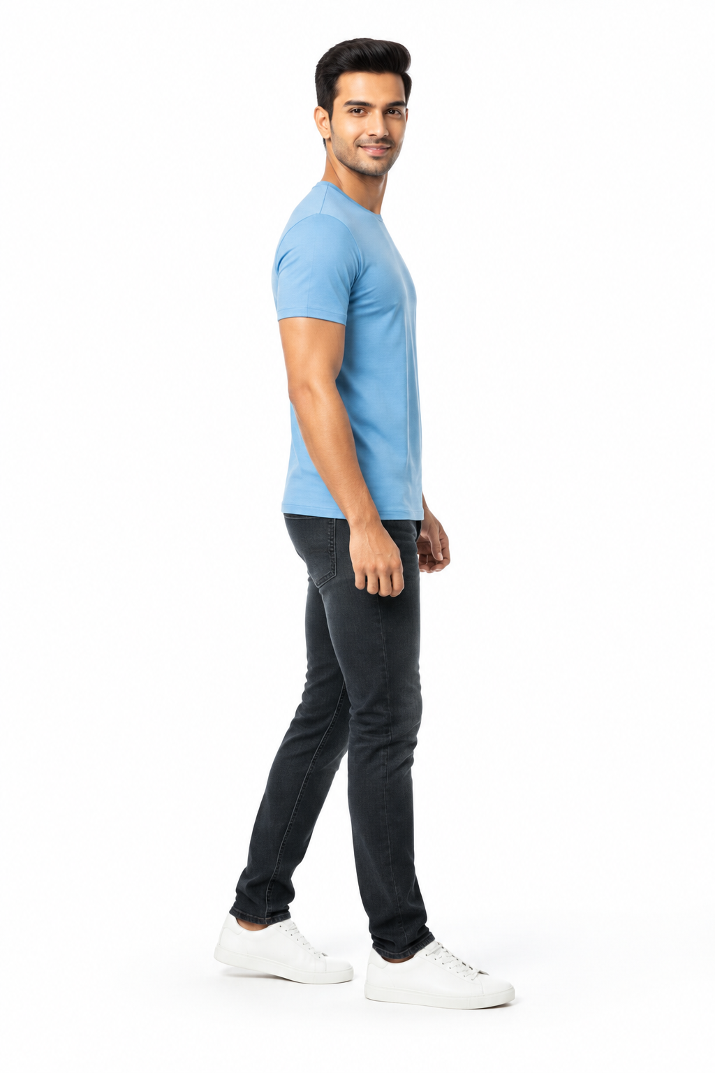 Light Blue Men's T-Shirt - Side Profile
