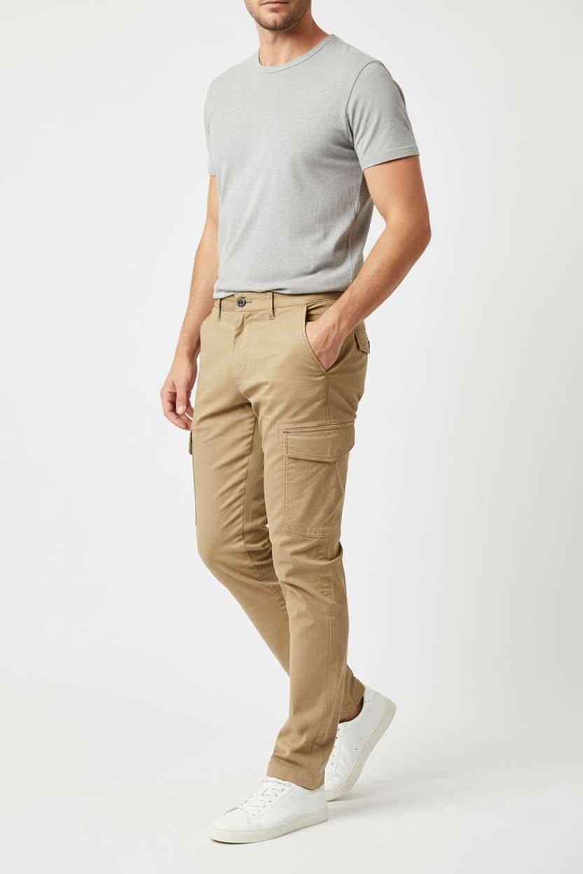Urban Cargo Pants Khaki - Casual Pose