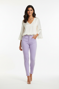 Lavender women's jeans - front white background