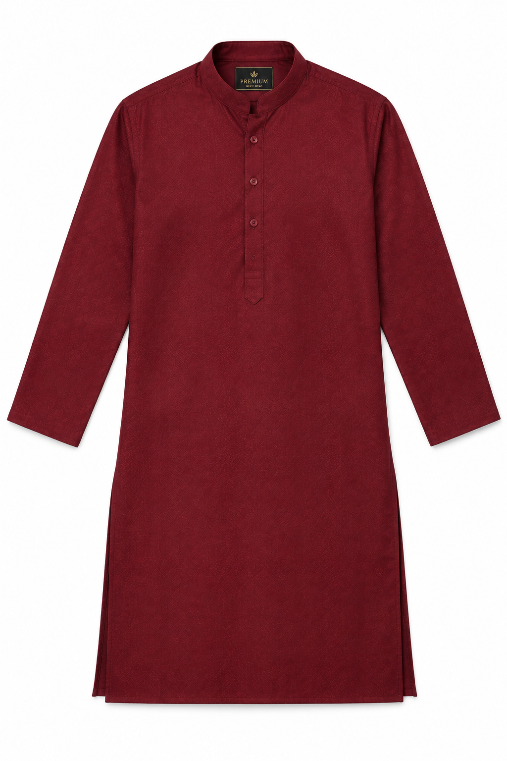 Maroon Men's Kurta - Flat Lay
