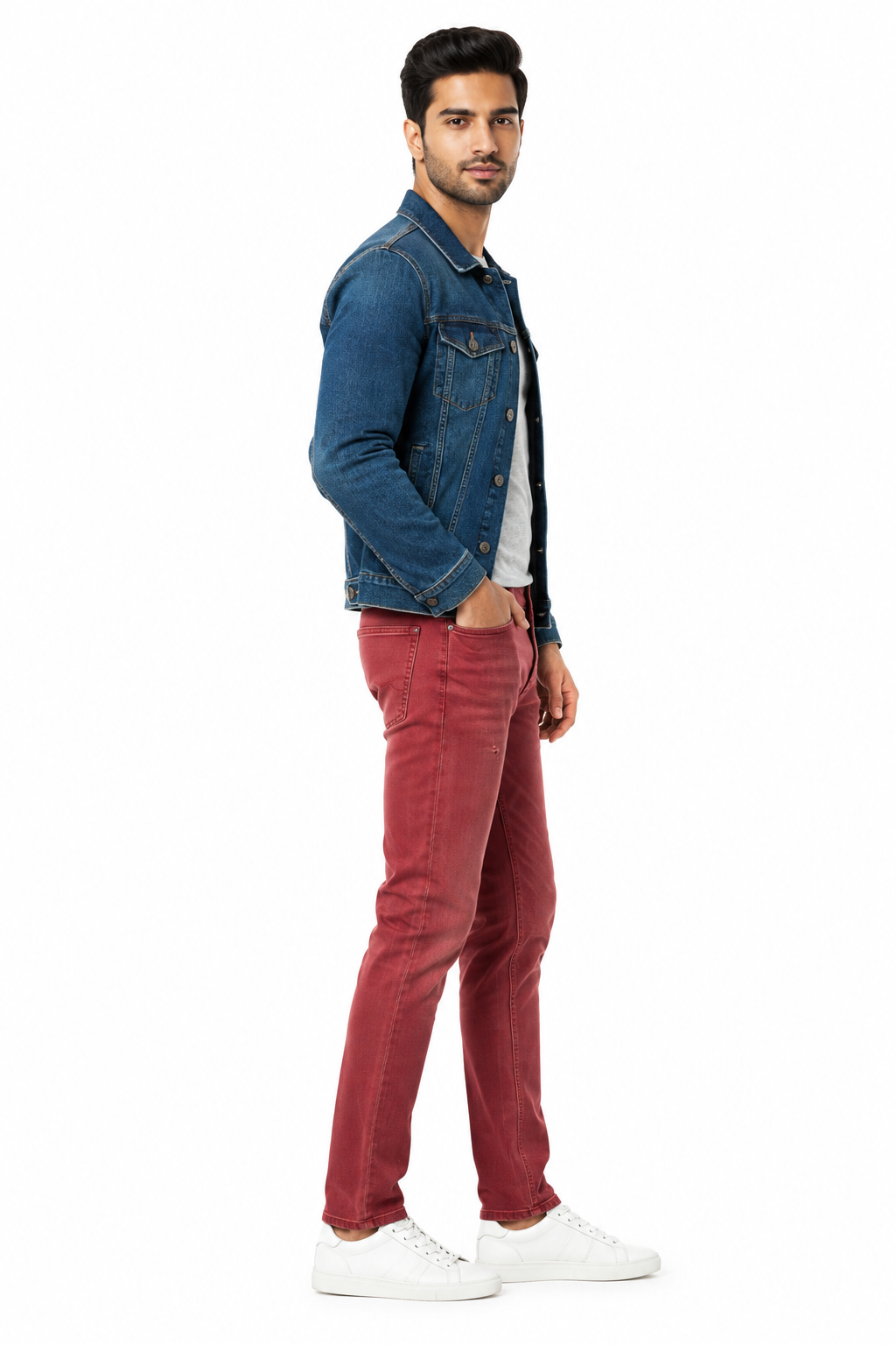 Red Men's Jeans - Side Profile