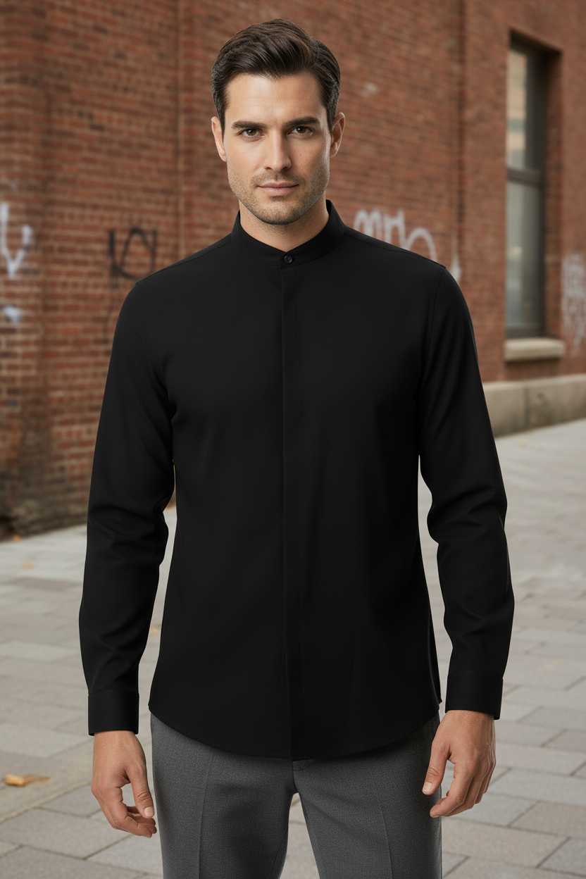 Black full sleeve shirt - urban street front