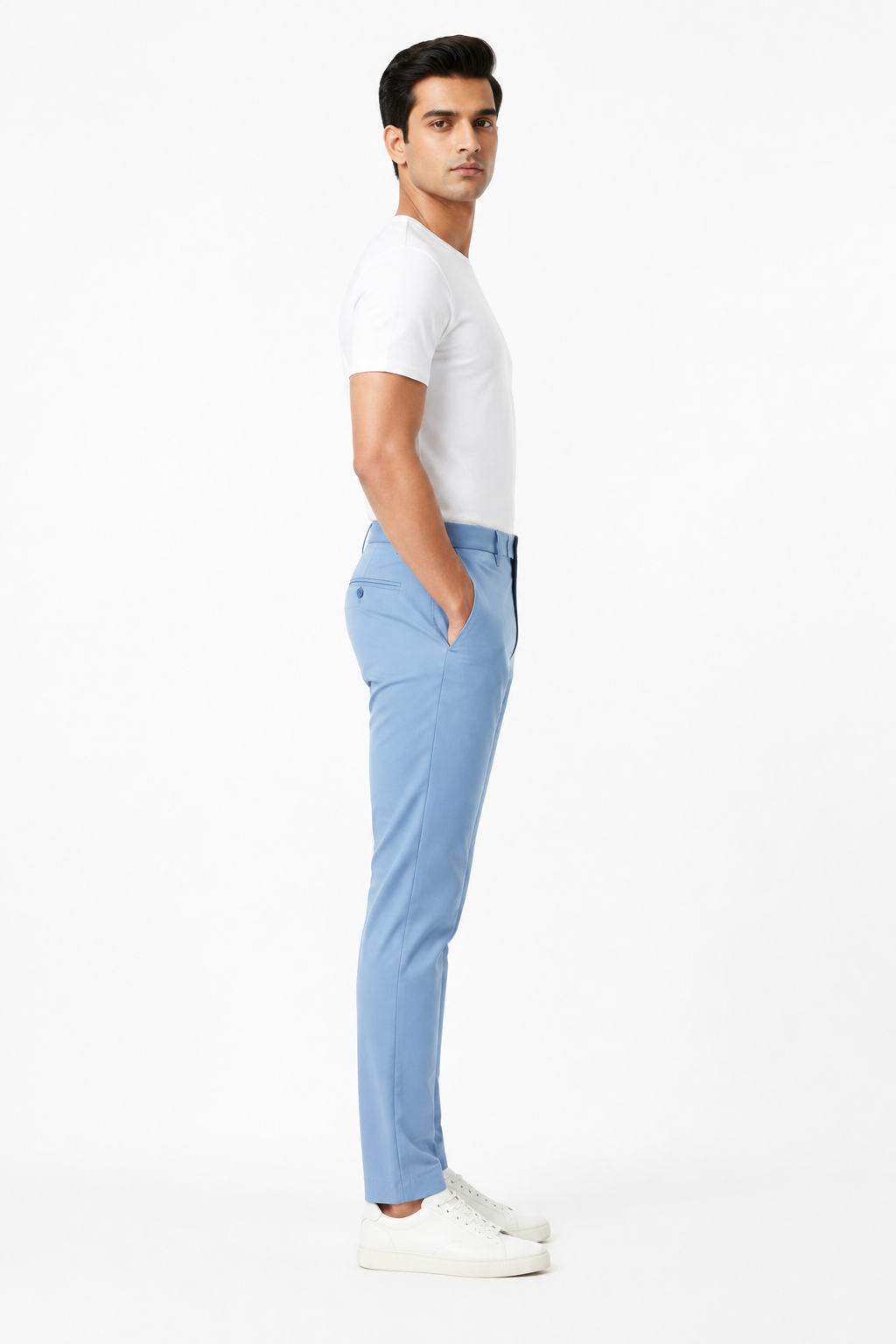 Light Blue Men's Trouser - Side Profile