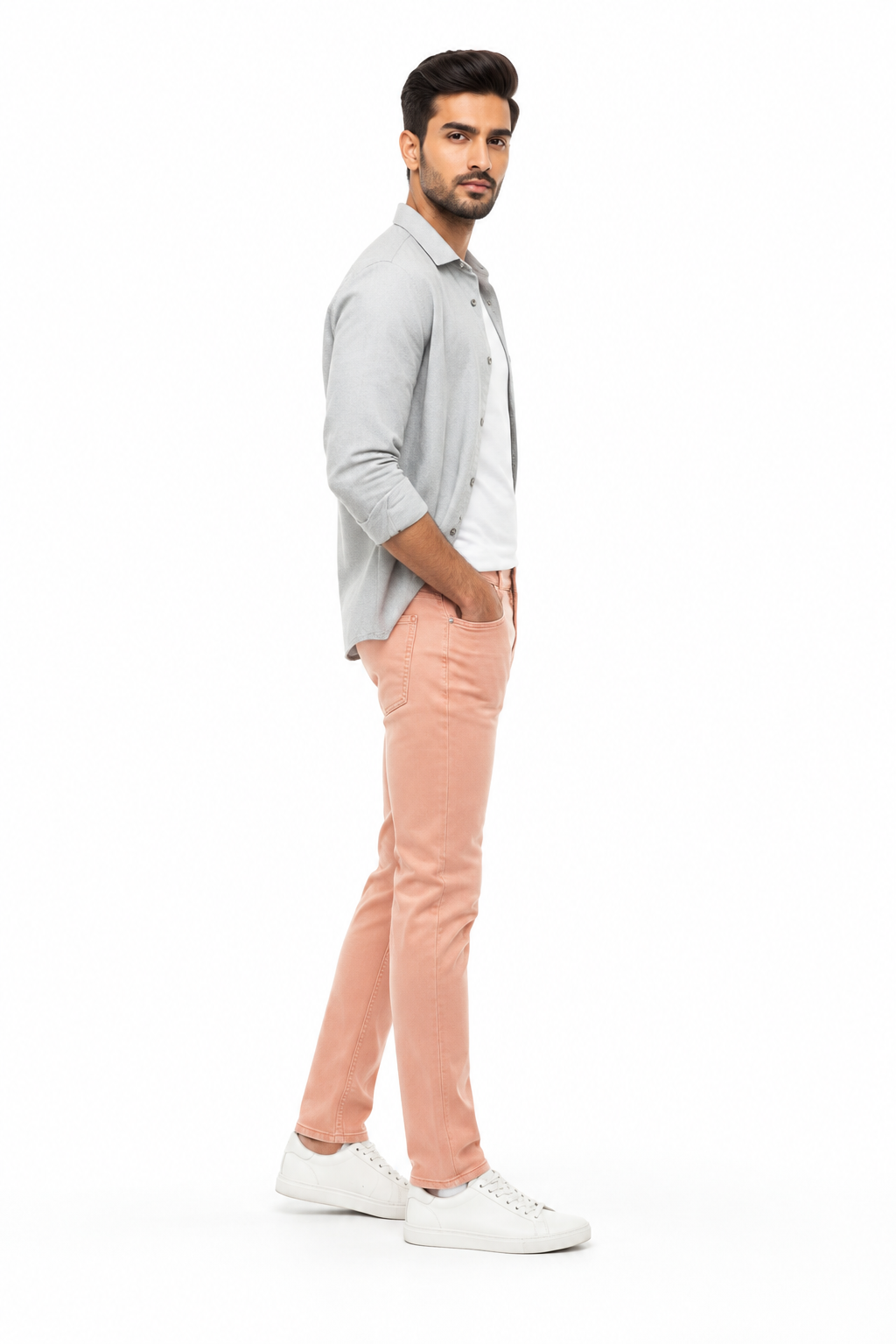 Peach Men's Jeans - Side Profile