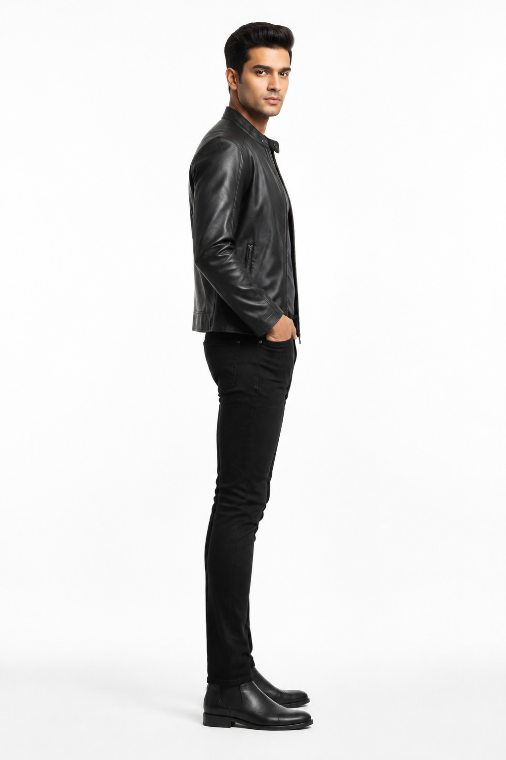 Black Men's Jeans - Side Profile