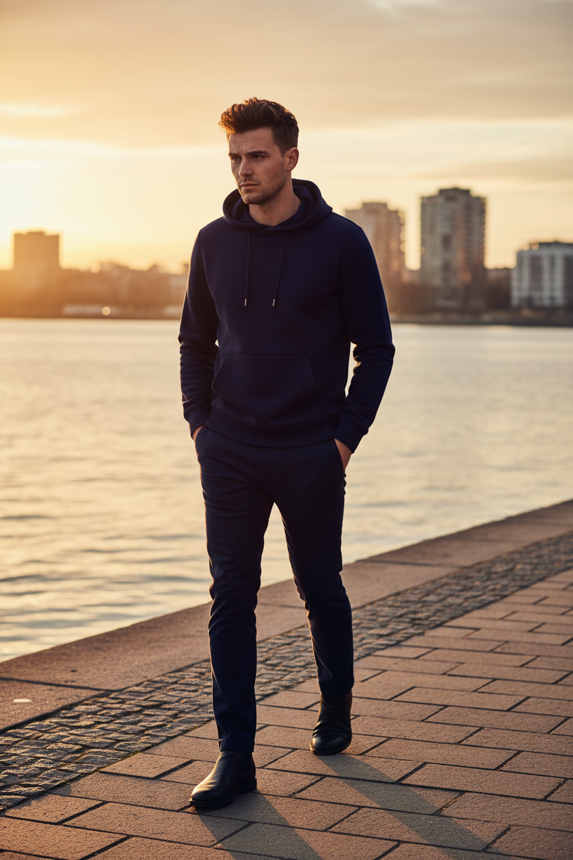 Men's Hoodie Navy Blue - Lifestyle 2