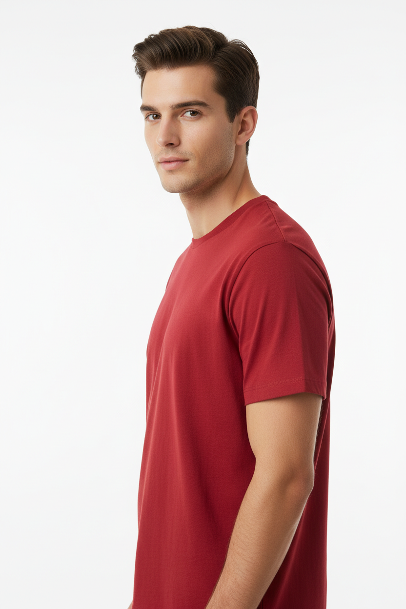 Red men's t-shirt - left white background