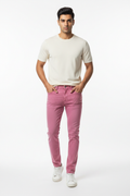 Pink men's jeans - front white background