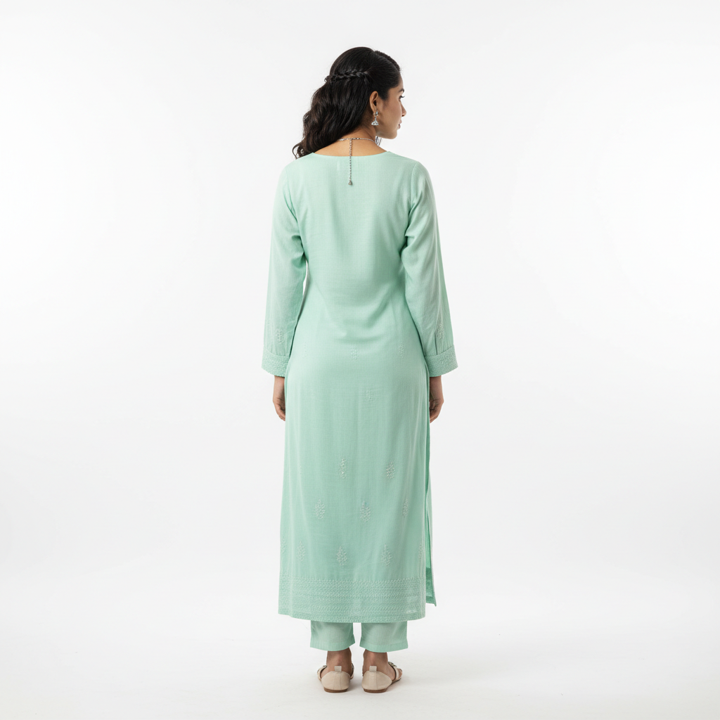 Mint Green Women's Kurti - Back