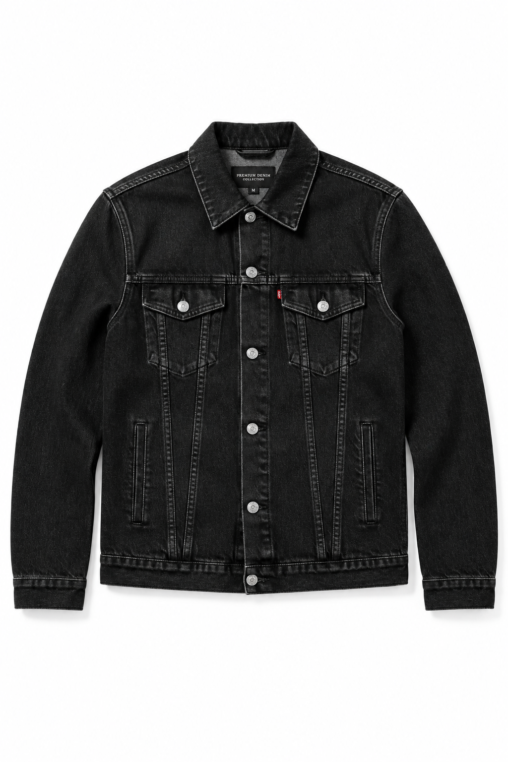 Men's Denim Jacket Black - Flat Lay