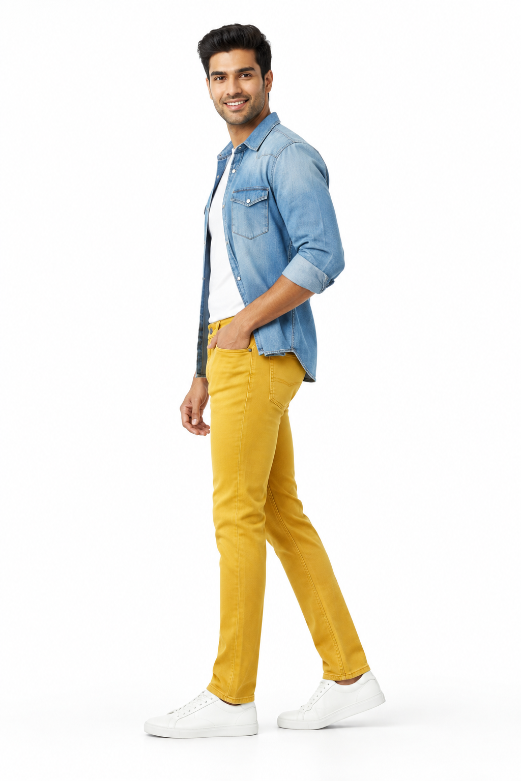 Yellow Men's Jeans - Side Profile