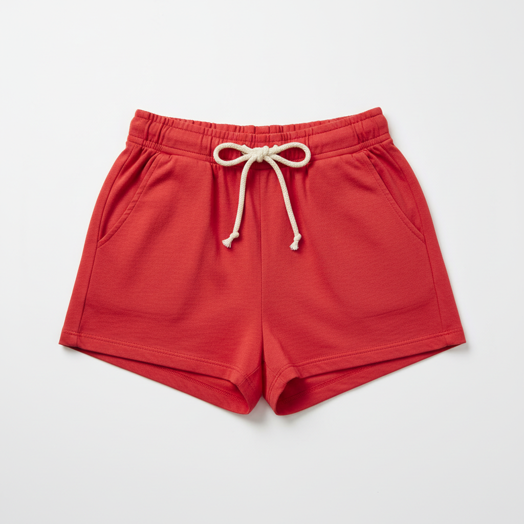 Women's Casual Cotton Shorts Red - Studio Shot