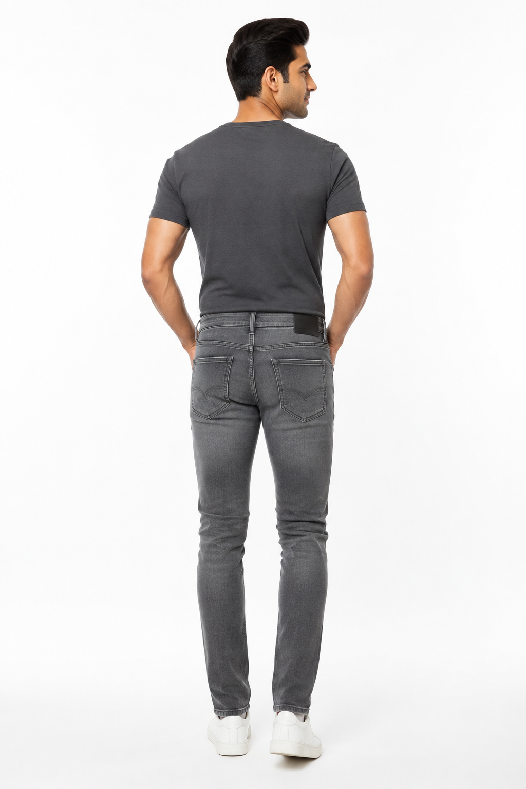 Grey Men's Jeans - Back View