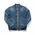 Men's Casual Bomber Jacket Denim Blue - Studio Shot