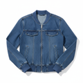 Women's Casual Bomber Jacket Denim Blue - Studio Shot