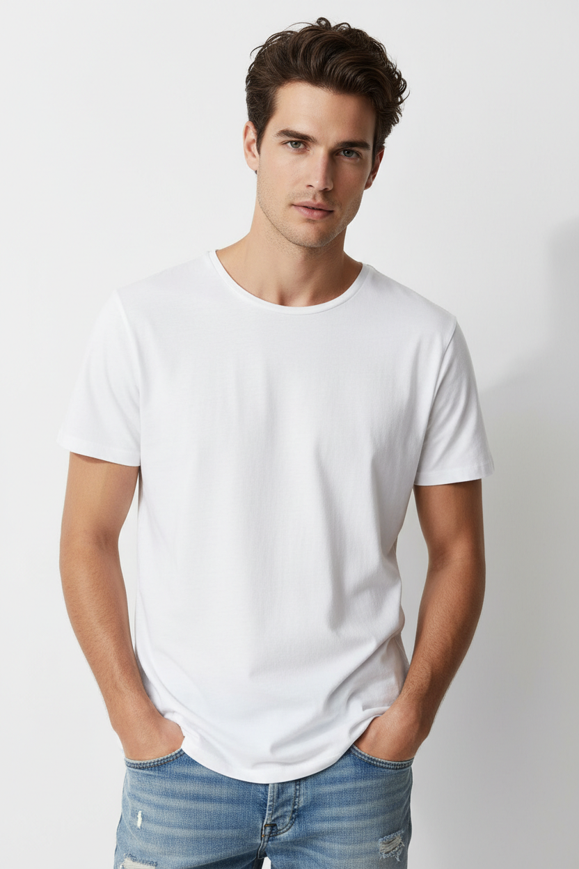 White men's t-shirt - front white background