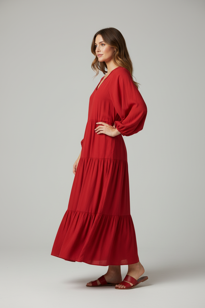 Red casual day dress - studio right