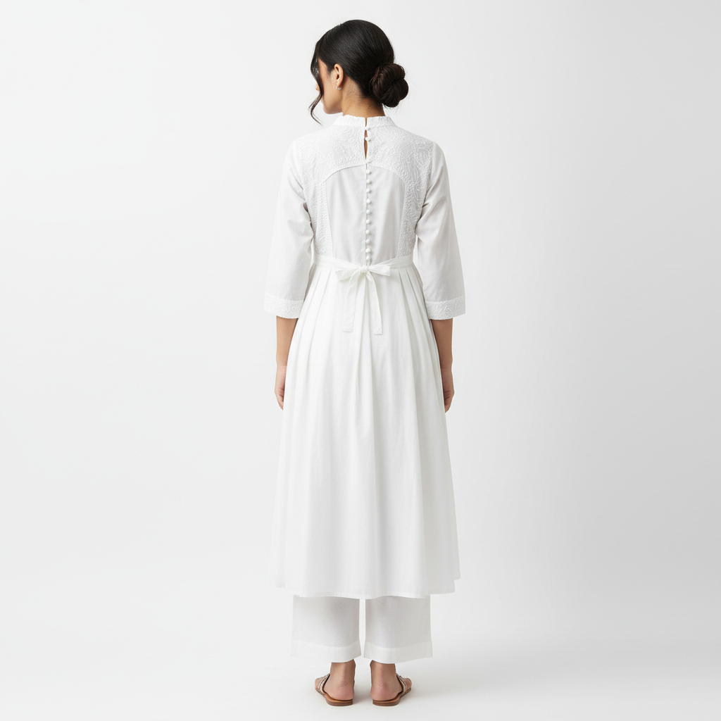 White Women's Kurti - Back