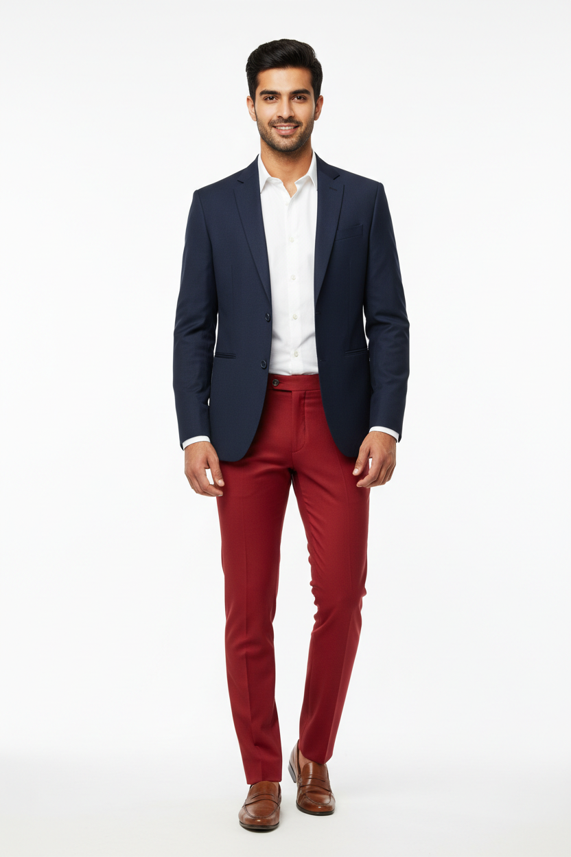 Red men's trouser - front white background