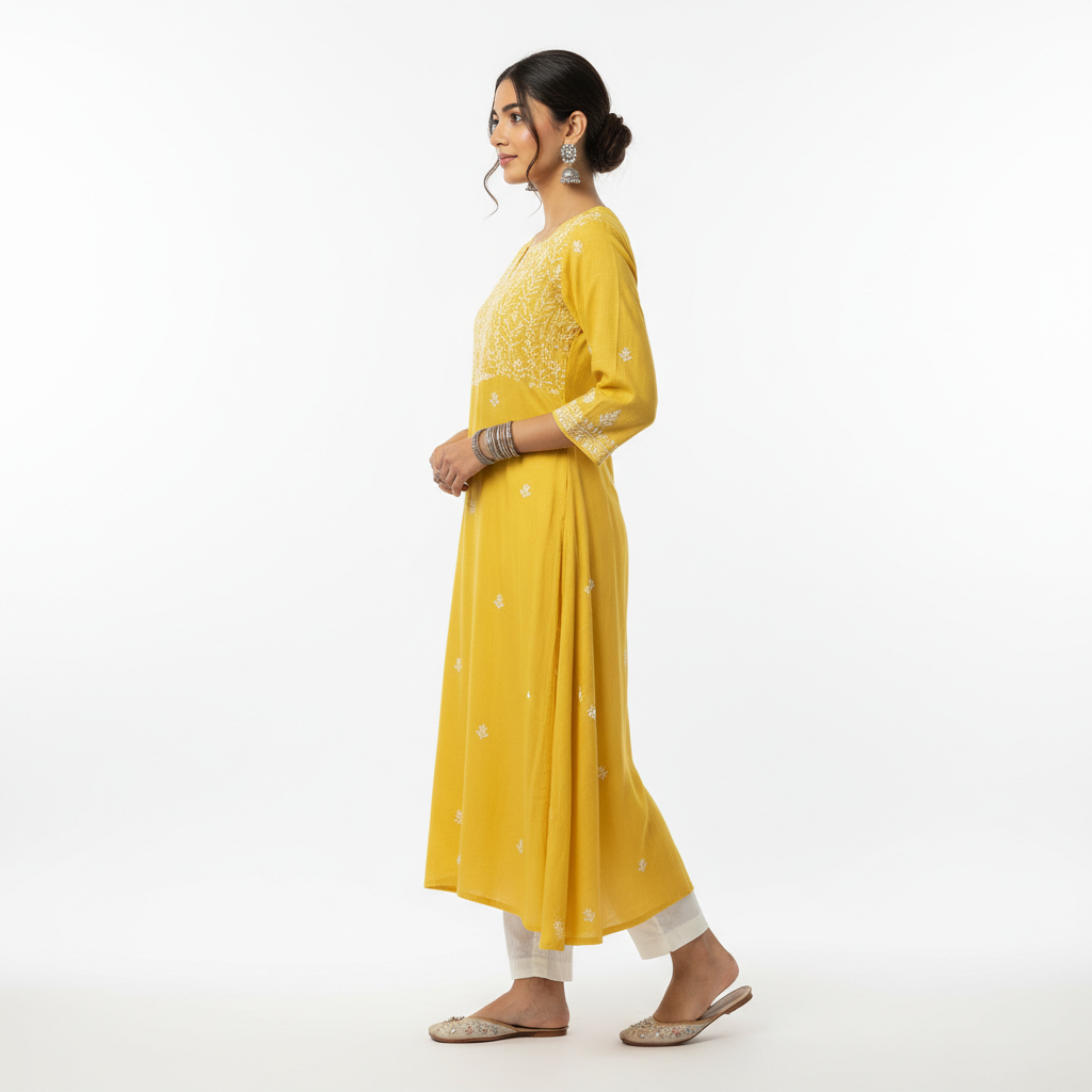 Yellow Women's Kurti - Side
