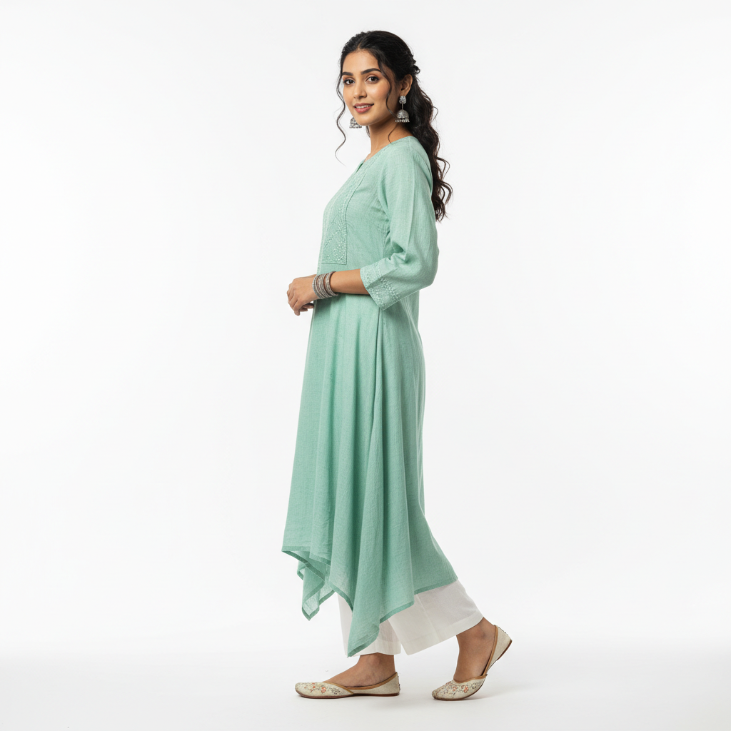 Mint Green Women's Kurti - Side