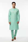 Mint green men's kurta - front white background