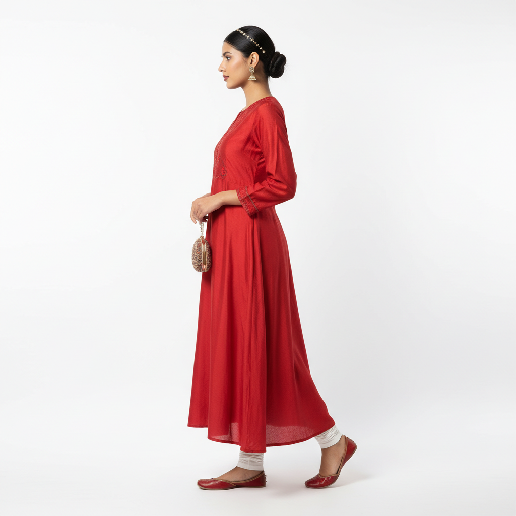Red Women's Kurti - Side