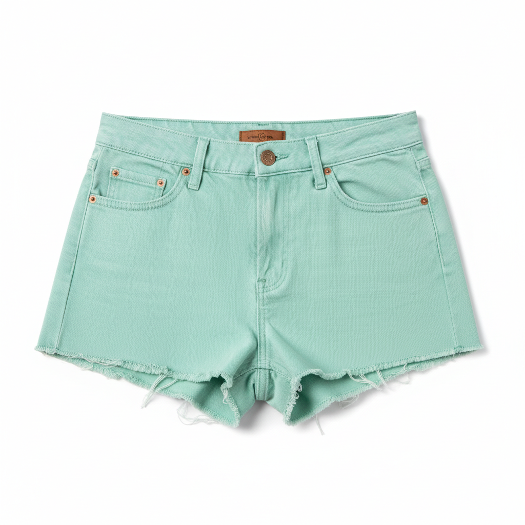Women's Denim Shorts Mint - Studio Shot