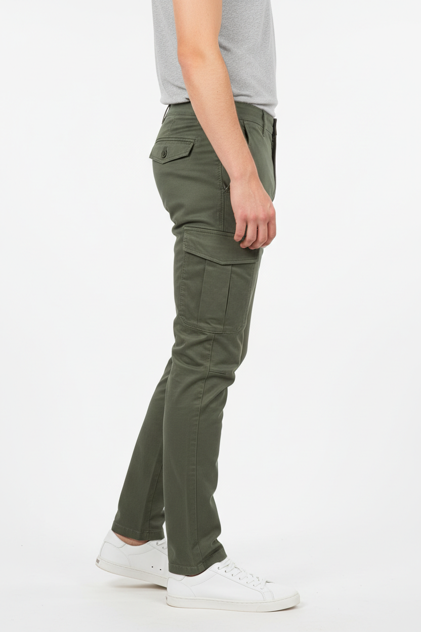 Urban Cargo Pants Olive Green - Side Profile