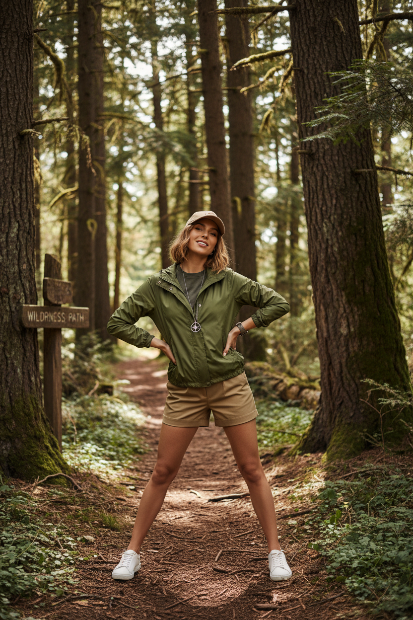 Women's Windbreaker Olive Green - Lifestyle 1